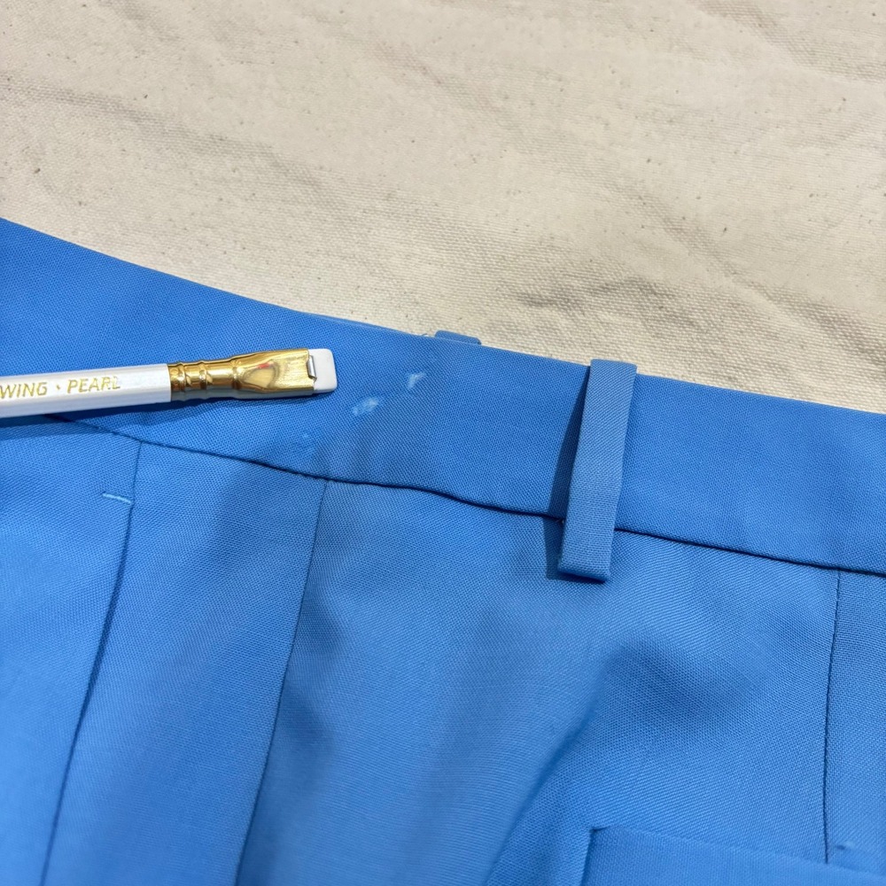 Theory Blue Stretch Wool Crop Cuff Career Work Office Pant Size 6 - Picture 5 of 8